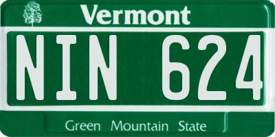 VT license plate NIN624