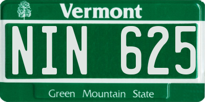 VT license plate NIN625