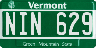 VT license plate NIN629