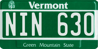 VT license plate NIN630