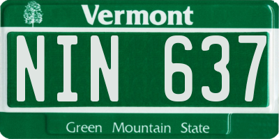 VT license plate NIN637