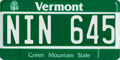 VT license plate NIN645