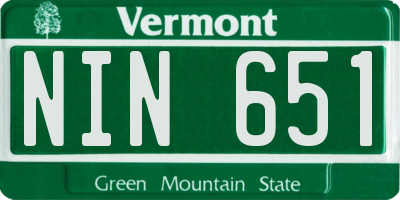 VT license plate NIN651
