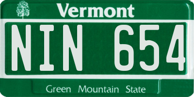 VT license plate NIN654