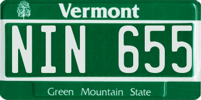 VT license plate NIN655