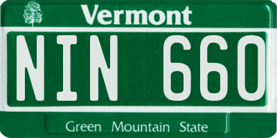 VT license plate NIN660