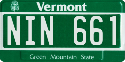 VT license plate NIN661