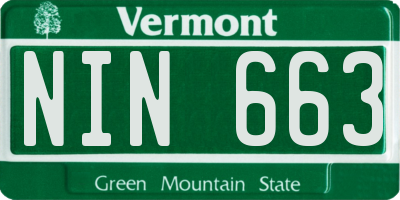 VT license plate NIN663