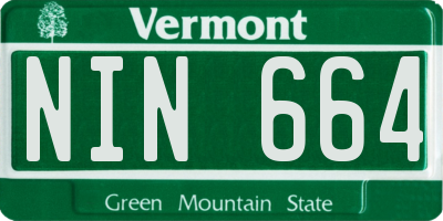 VT license plate NIN664