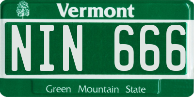 VT license plate NIN666