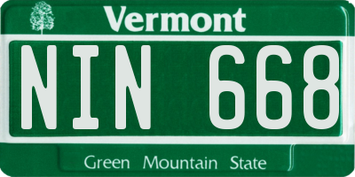 VT license plate NIN668