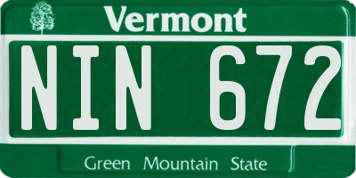 VT license plate NIN672