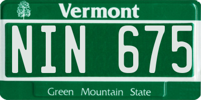 VT license plate NIN675