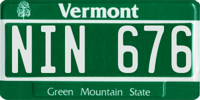 VT license plate NIN676