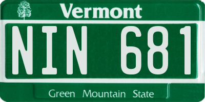 VT license plate NIN681