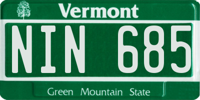 VT license plate NIN685