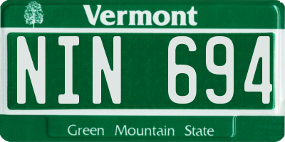 VT license plate NIN694