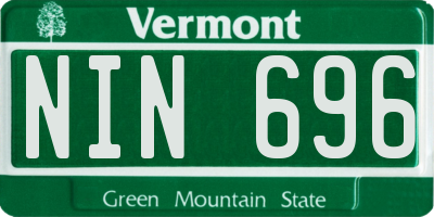 VT license plate NIN696