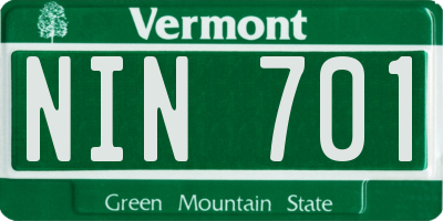 VT license plate NIN701