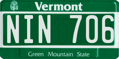 VT license plate NIN706