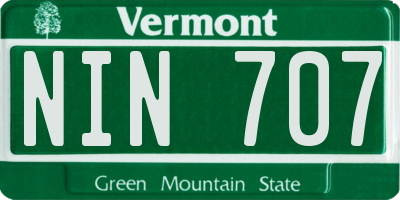 VT license plate NIN707