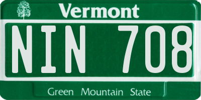 VT license plate NIN708