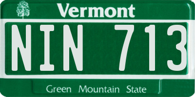 VT license plate NIN713
