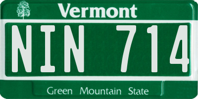 VT license plate NIN714