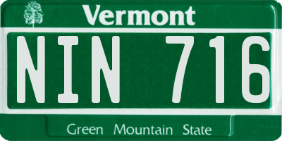 VT license plate NIN716