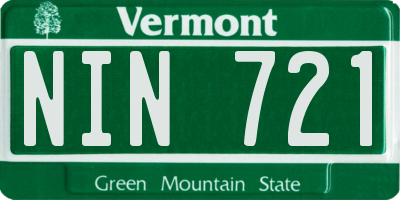 VT license plate NIN721