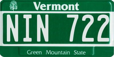 VT license plate NIN722