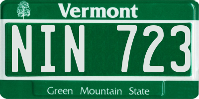 VT license plate NIN723