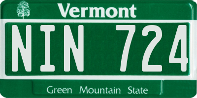 VT license plate NIN724