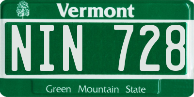 VT license plate NIN728