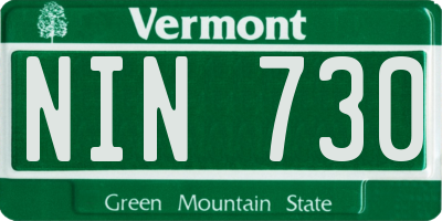 VT license plate NIN730