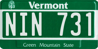 VT license plate NIN731