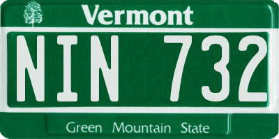 VT license plate NIN732