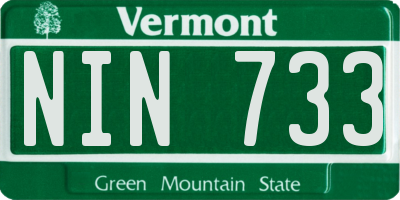 VT license plate NIN733