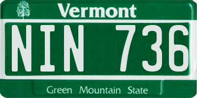 VT license plate NIN736