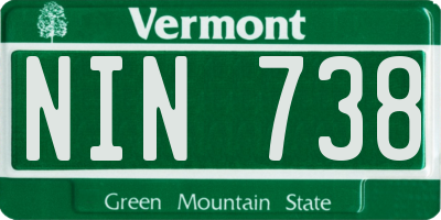 VT license plate NIN738