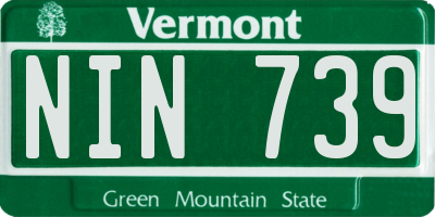VT license plate NIN739