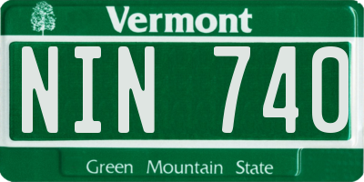 VT license plate NIN740