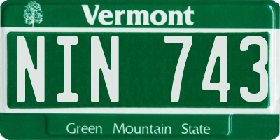 VT license plate NIN743