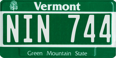 VT license plate NIN744