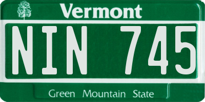 VT license plate NIN745