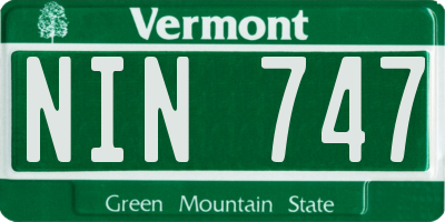 VT license plate NIN747