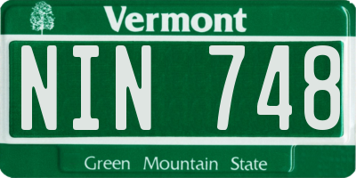 VT license plate NIN748