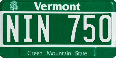VT license plate NIN750