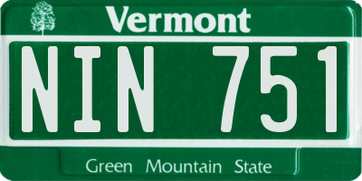 VT license plate NIN751