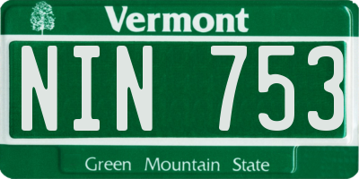 VT license plate NIN753